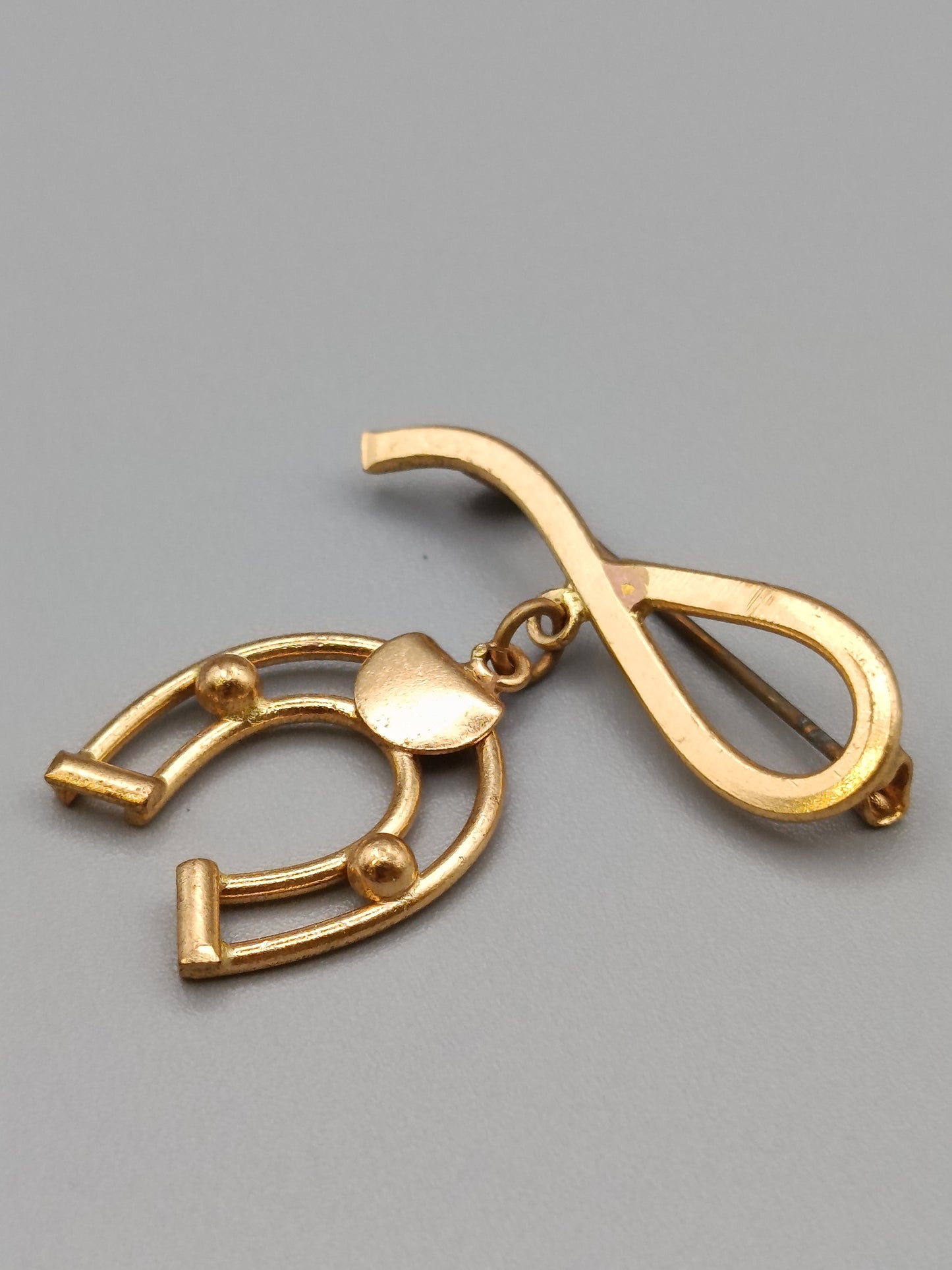 Elegante Vintage Brosche  Hufeisen Motiv Goldoptik