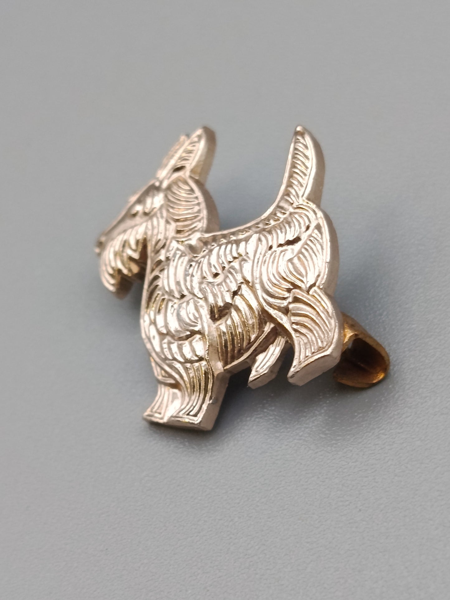Vintage Brosche Verspielter Scottish Terrier in Silberoptik