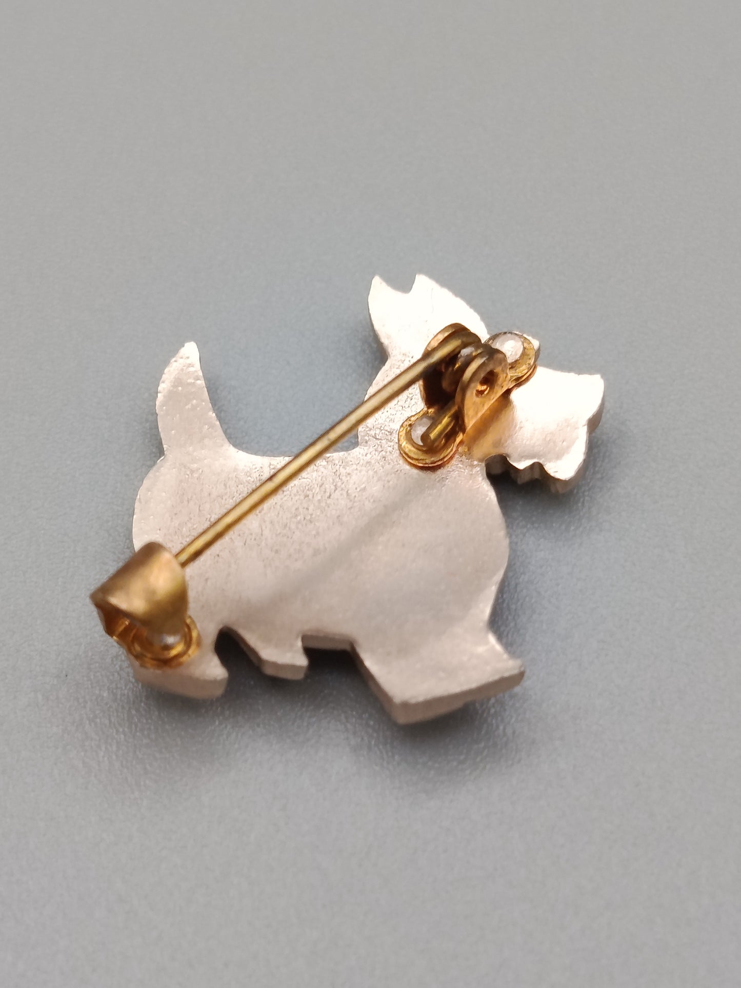Vintage Brosche Verspielter Scottish Terrier in Silberoptik