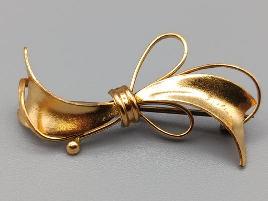 Elegante Vintage Brosche in Goldoptik Schleifen Design