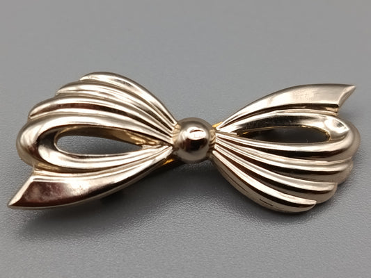 Elegante Schleifen Brosche in Goldoptik Vintage Stil