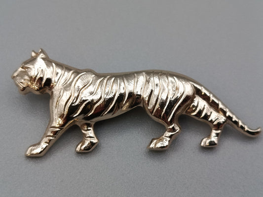 Elegante Tiger Brosche in Goldoptik Vintage