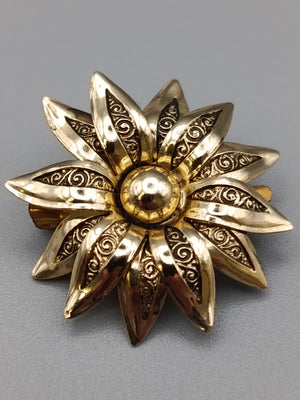 Elegante Vintage Blumen Brosche Goldfarbe