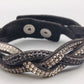 Stilvolles Wickel Armband in Schwarz mit Strasssteinen