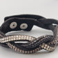 Stilvolles Wickel Armband in Schwarz mit Strasssteinen