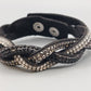 Stilvolles Wickel Armband in Schwarz mit Strasssteinen