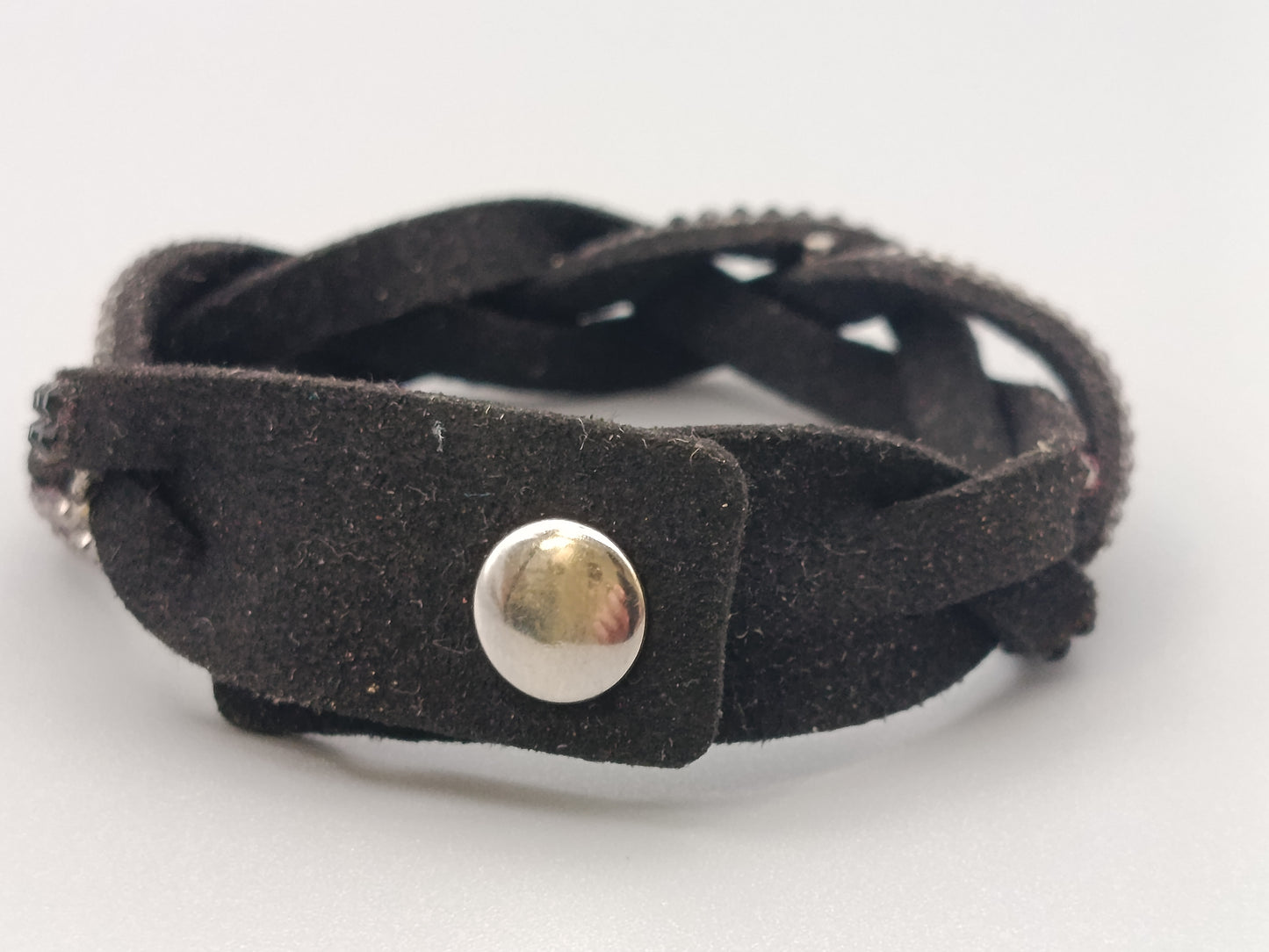 Stilvolles Wickel Armband in Schwarz mit Strasssteinen