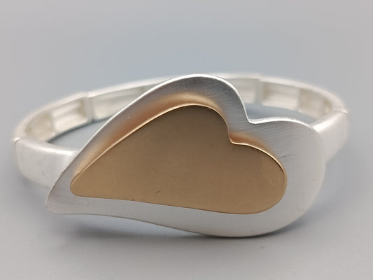 Modernes Bicolor Herz Armband Elastisches Design