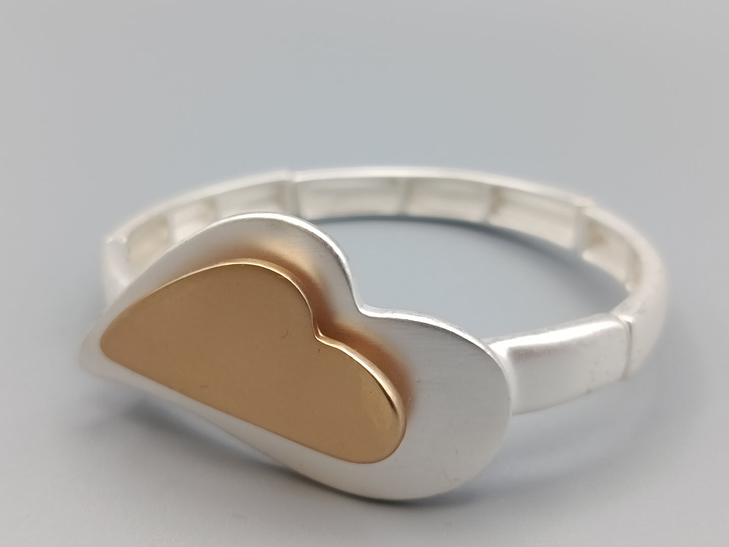 Modernes Bicolor Herz Armband Elastisches Design