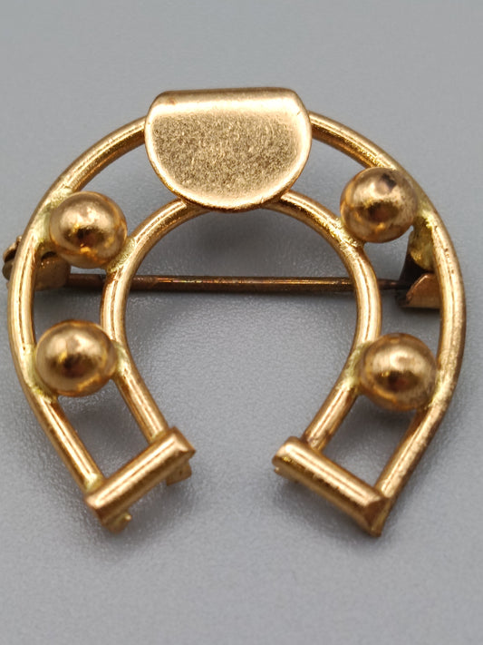 Klassische Hufeisen Brosche Goldfarbenes Vintage