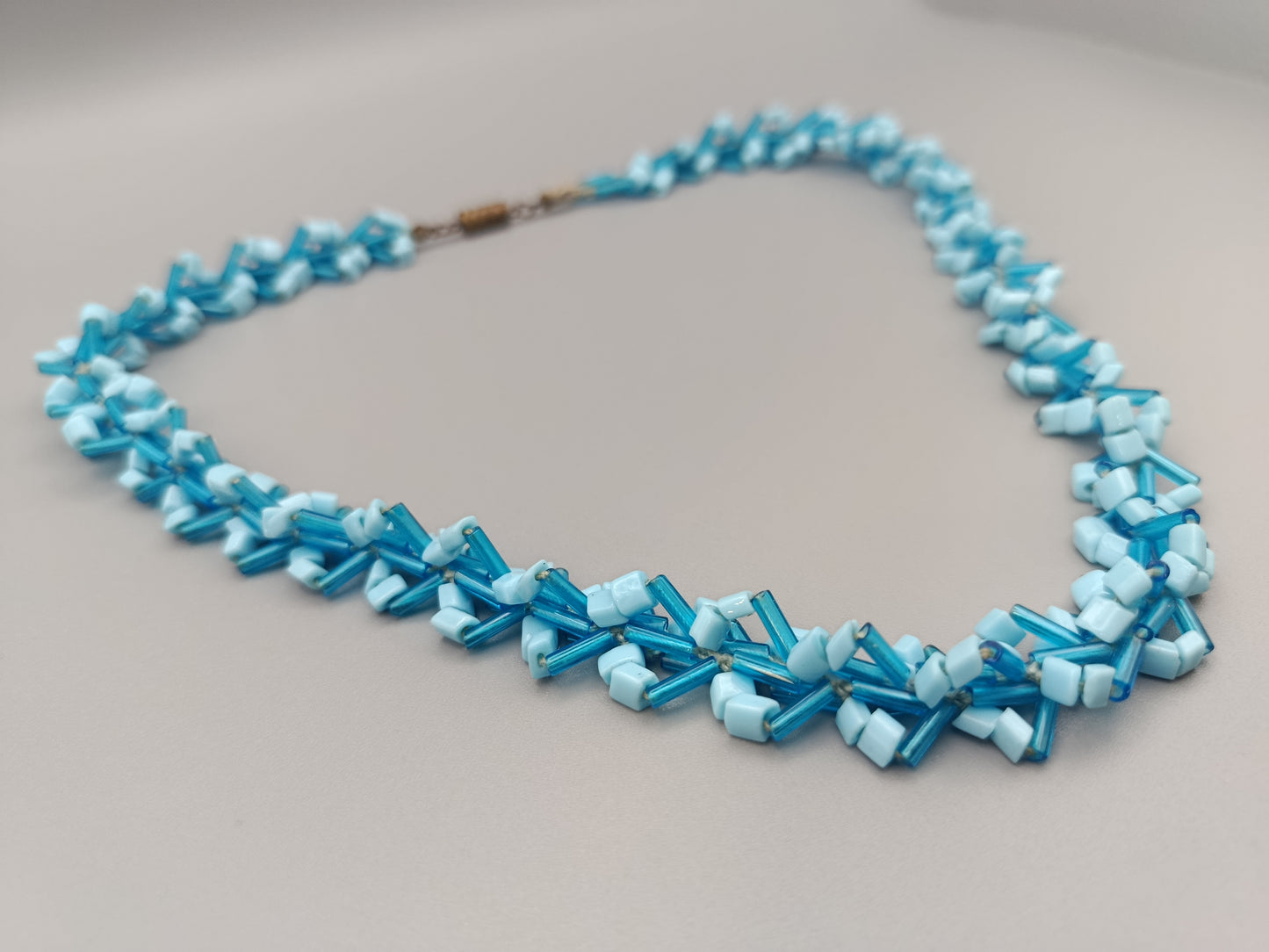 Blaue Vintage Perlenkette Halskette mit Glasperlen