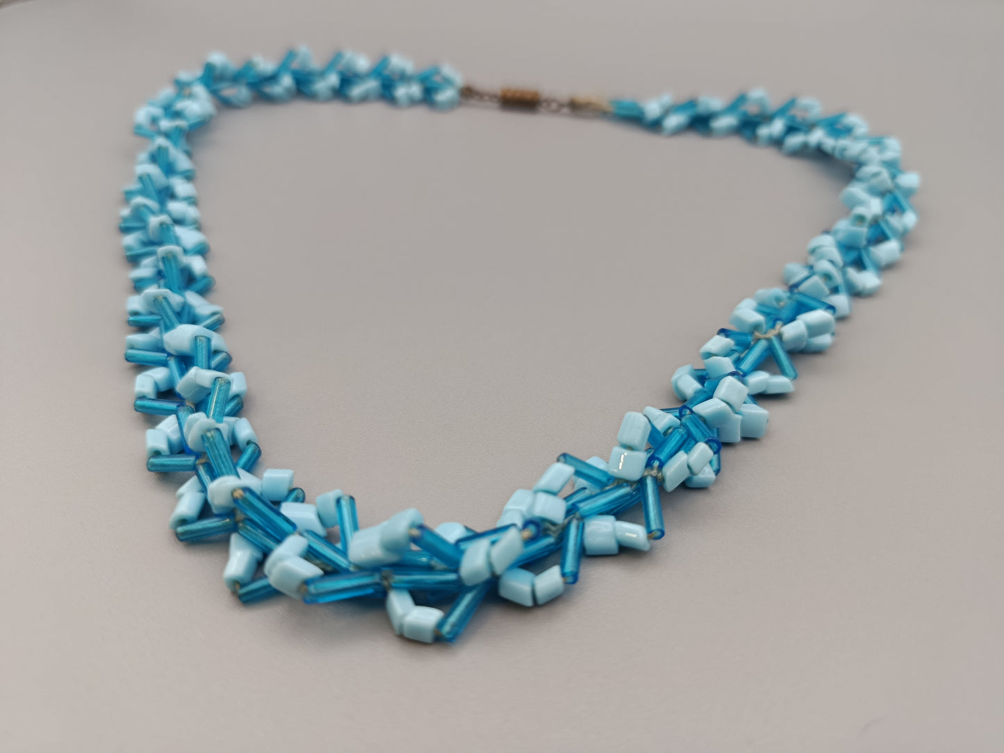 Blaue Vintage Perlenkette Halskette mit Glasperlen