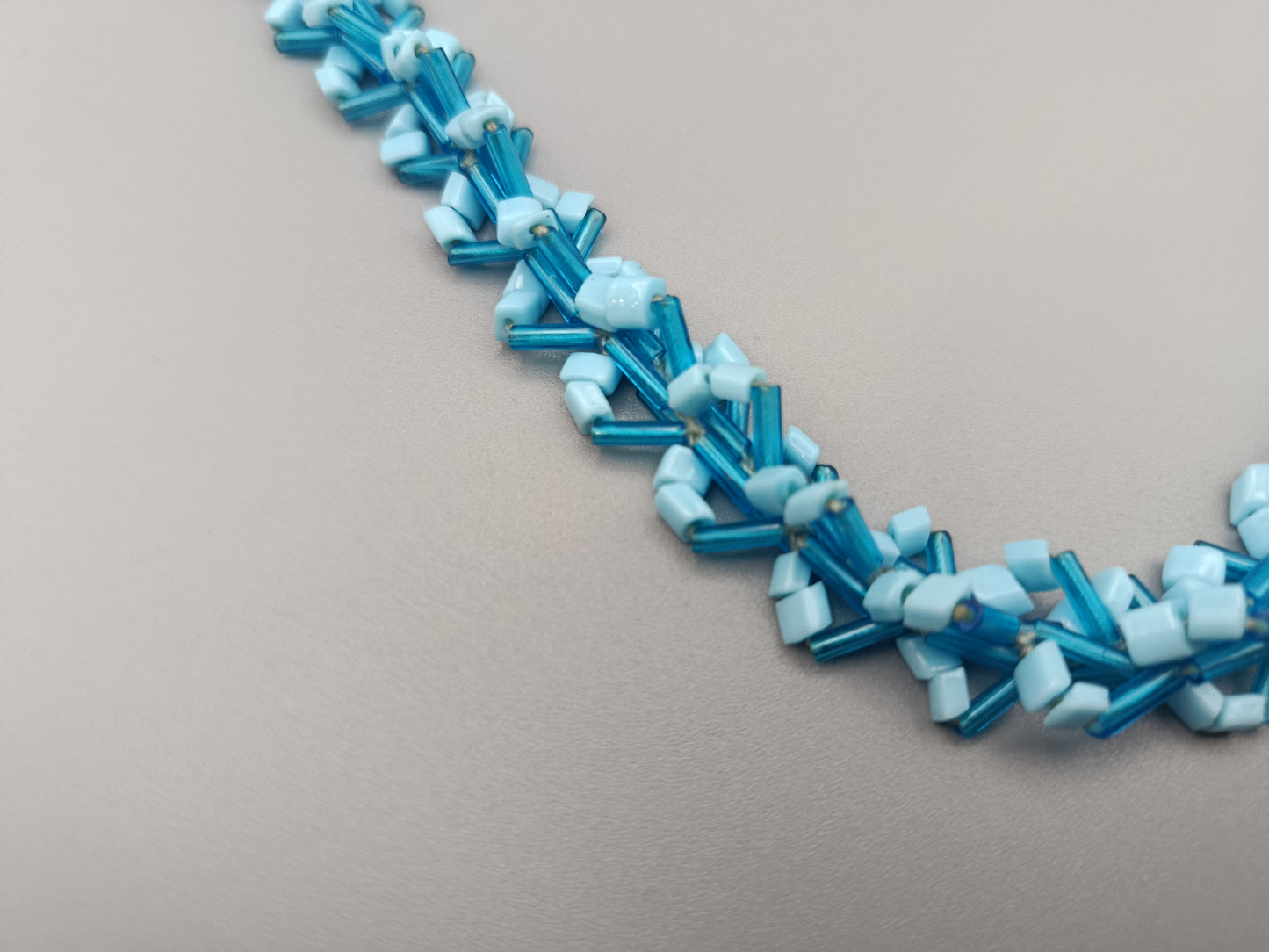 Blaue Vintage Perlenkette Halskette mit Glasperlen