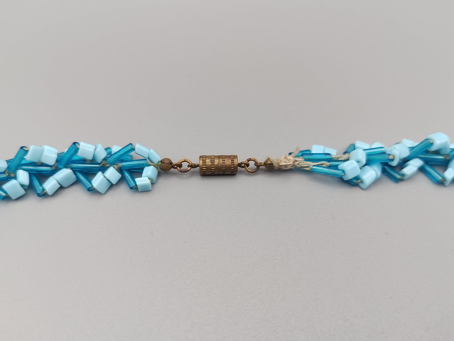 Blaue Vintage Perlenkette Halskette mit Glasperlen