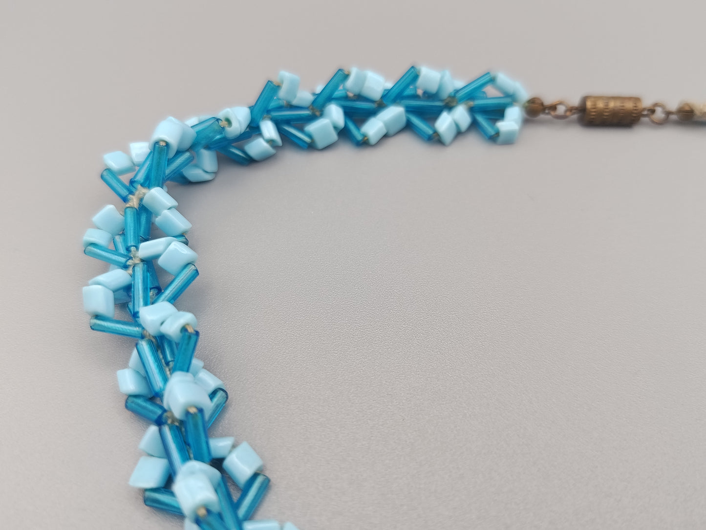Blaue Vintage Perlenkette Halskette mit Glasperlen