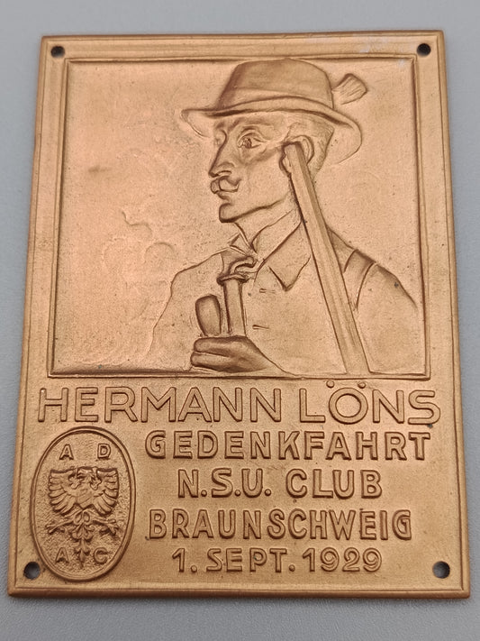 Hermann Löns Plakette 1929 Antike NSU Club