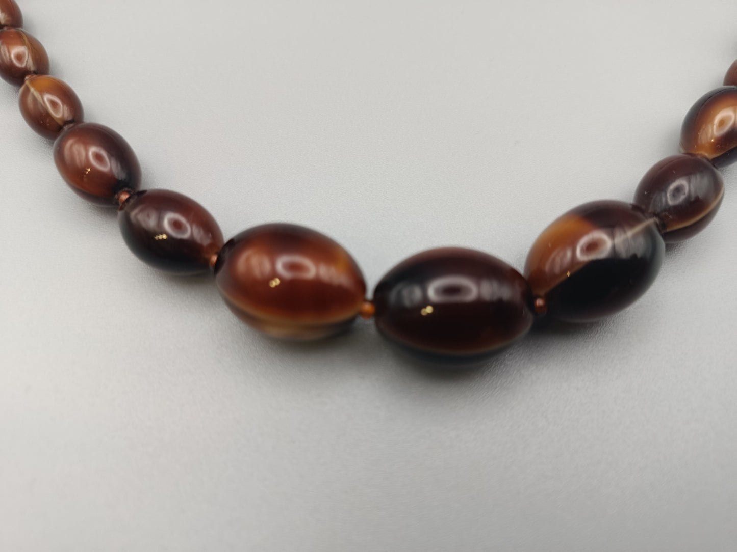 Bernstein Optik Perlen Kette Elegante Olivenform