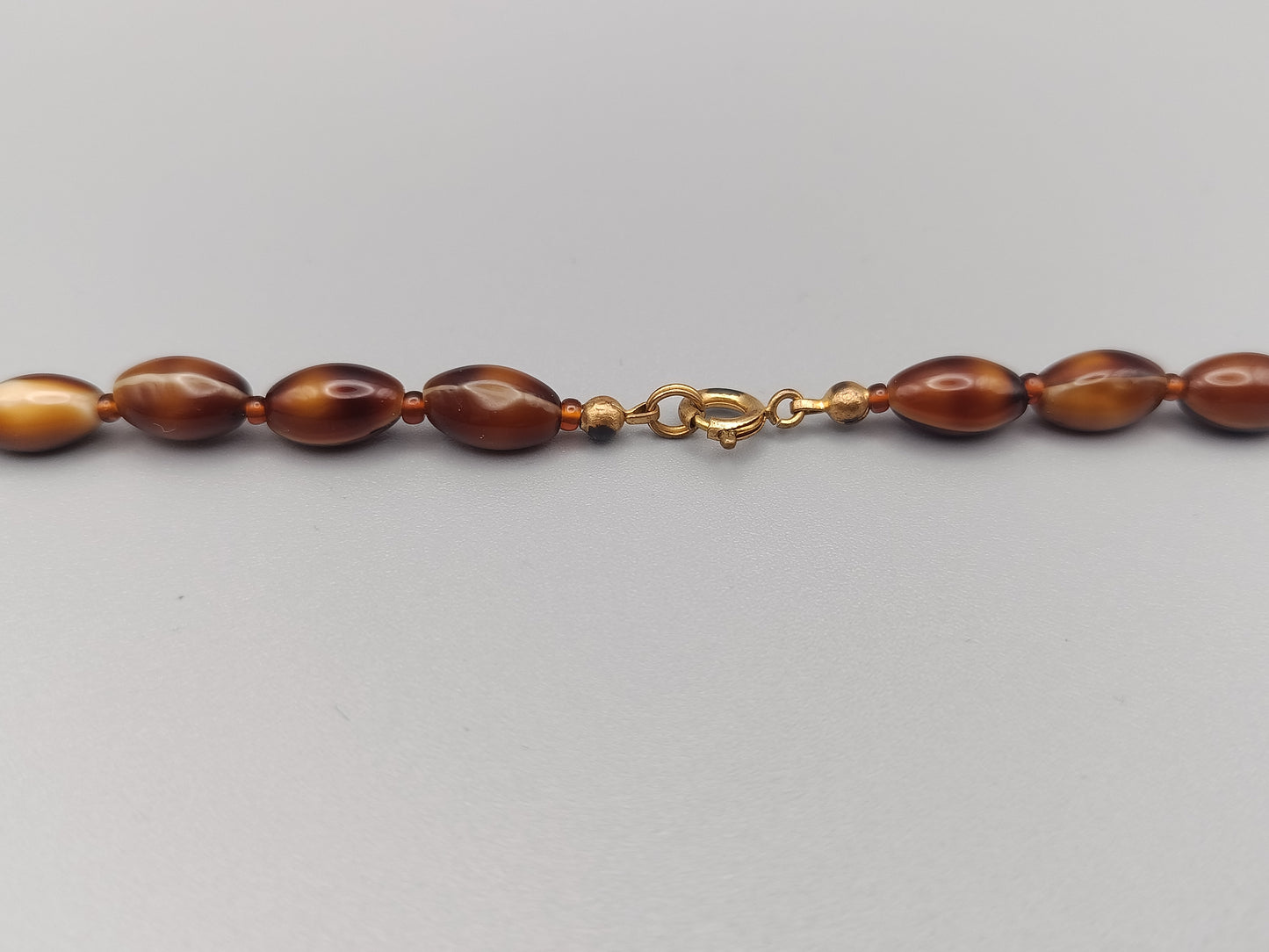 Bernstein Optik Perlen Kette Elegante Olivenform