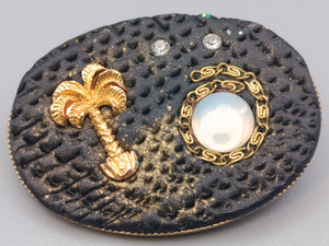 Brosche mit Palmen Motiv Tropisches Vintage Design