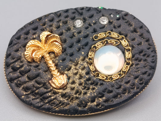 Brosche mit Palmen Motiv Tropisches Vintage Design