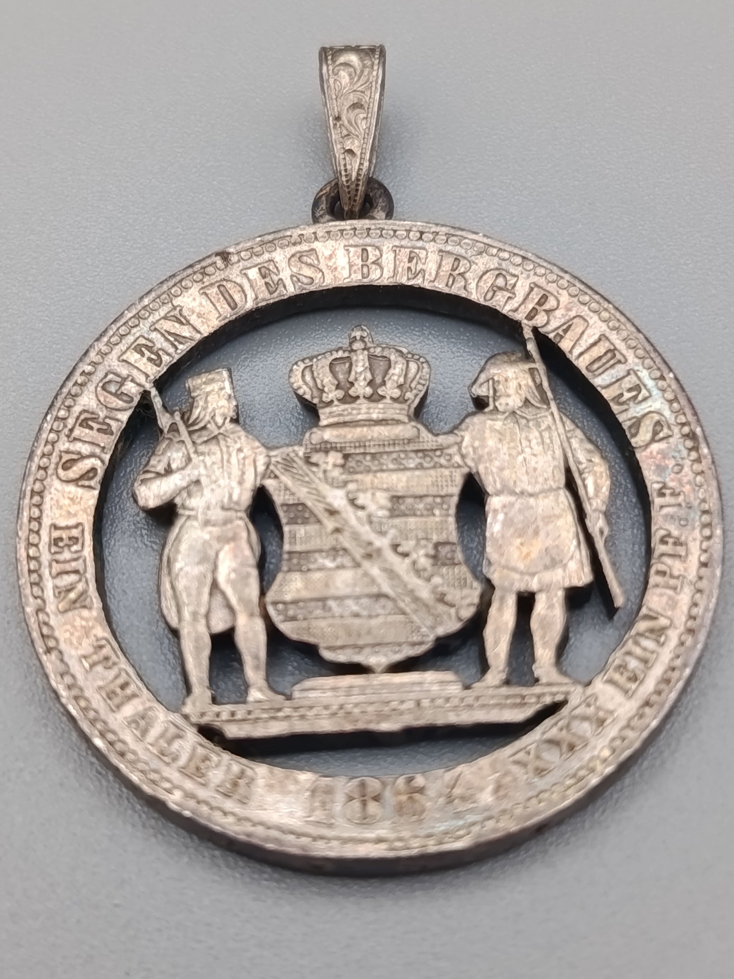 Historischer Münz Anhänger Sachsen Thaler 1864