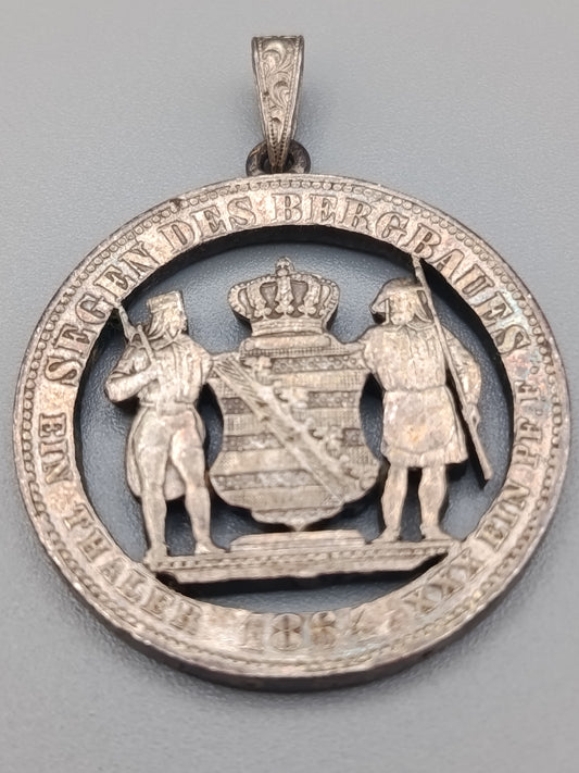 Historischer Münz Anhänger Sachsen Thaler 1864