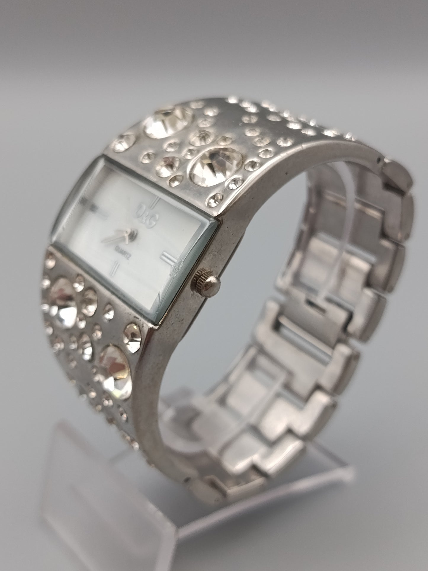 Glamouröse Dolce Gabbana Damen Uhr Strass Besatz