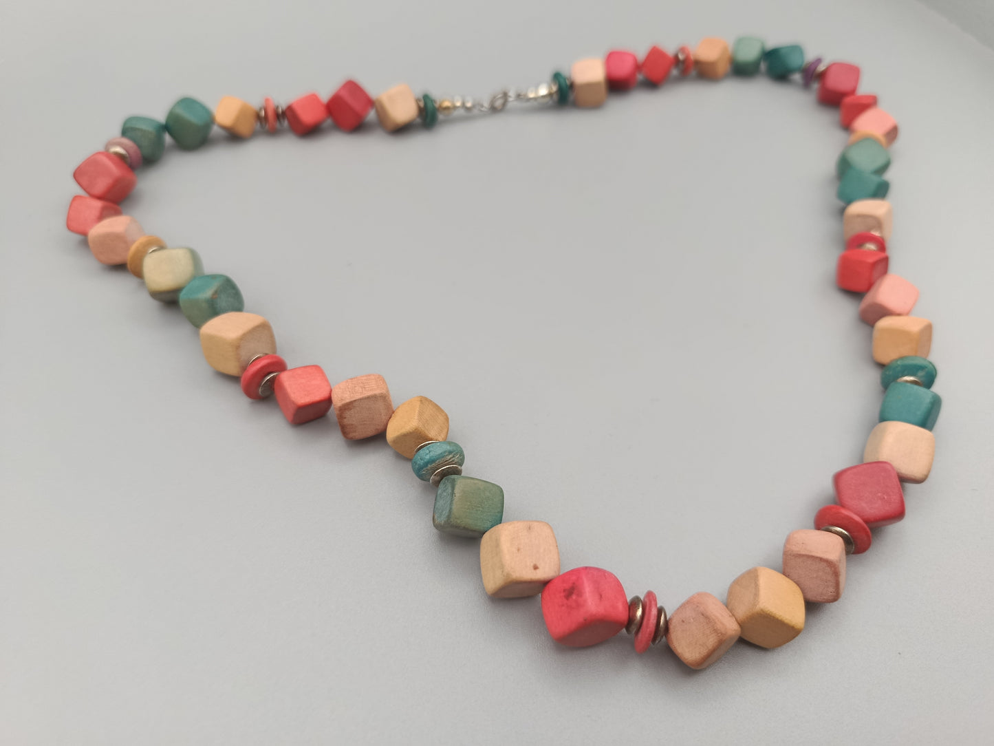 Bunte Holz Würfelkette Farbfrohe Damen Hals Kette