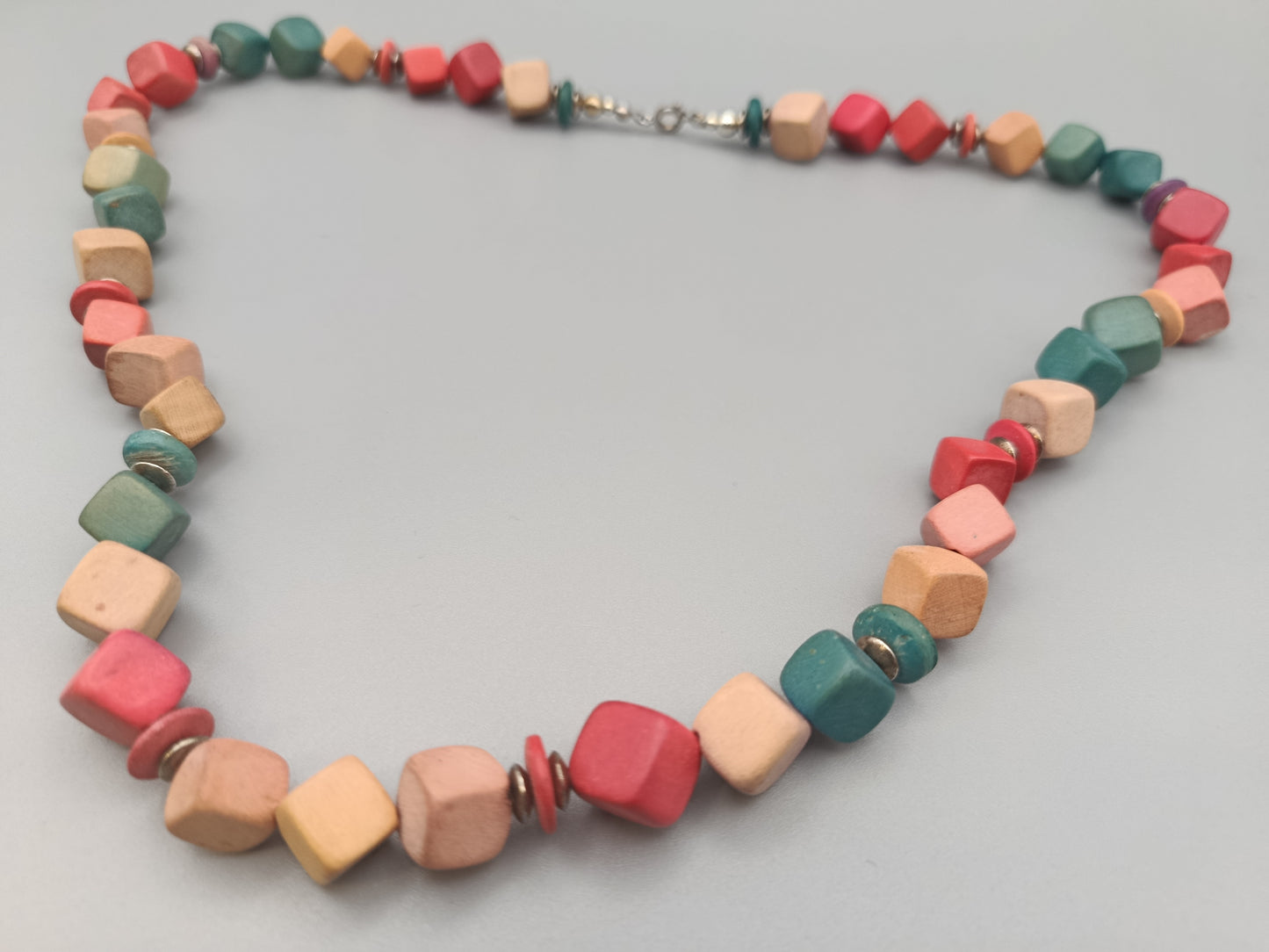 Bunte Holz Würfelkette Farbfrohe Damen Hals Kette