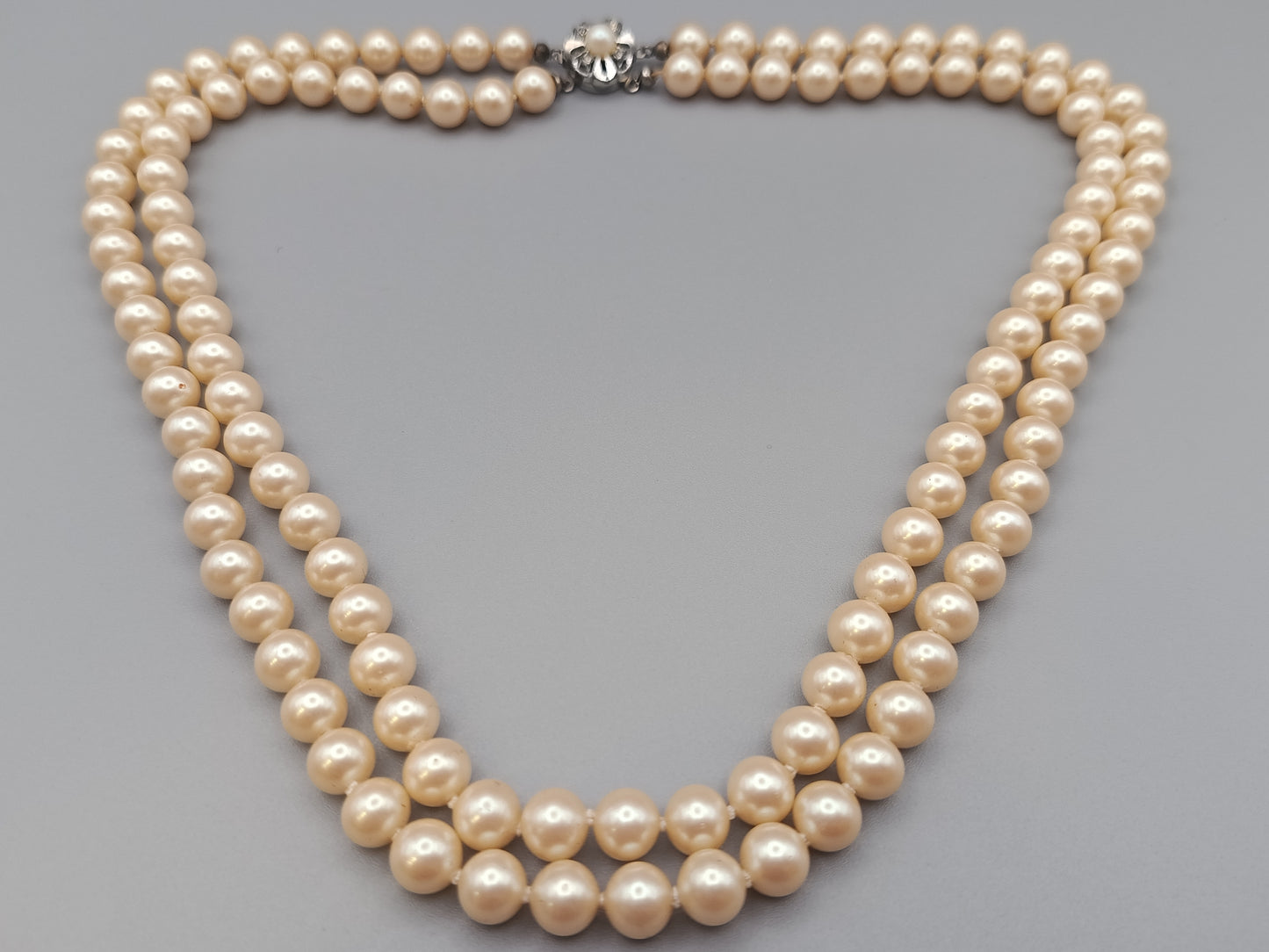 Zweireihige Perlen Kette in Creme Elegante Vintage