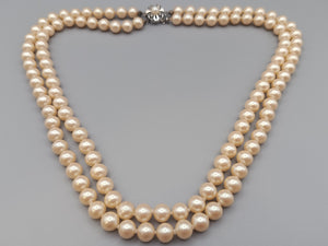 Zweireihige Perlen Kette in Creme Elegante Vintage