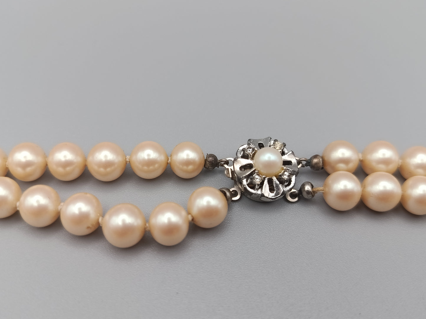 Zweireihige Perlen Kette in Creme Elegante Vintage