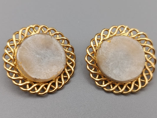 Elegante Goldfarbene Damen Ohrclips mit rundem Stein