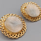 Elegante Goldfarbene Damen Ohrclips mit rundem Stein