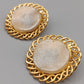 Elegante Goldfarbene Damen Ohrclips mit rundem Stein