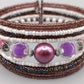 Mehrreihiges Damen Perlen Armband in Lila und Braun