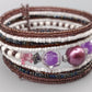 Mehrreihiges Damen Perlen Armband in Lila und Braun