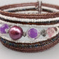 Mehrreihiges Damen Perlen Armband in Lila und Braun