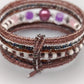 Mehrreihiges Damen Perlen Armband in Lila und Braun