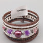 Mehrreihiges Damen Perlen Armband in Lila und Braun