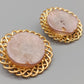 Elegante Vintage Clip-on Ohrringe mit rosa Inlay