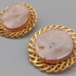 Elegante Vintage Clip-on Ohrringe mit rosa Inlay