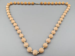 Elegante Damen Kette mit Holzperlen Vintage Look