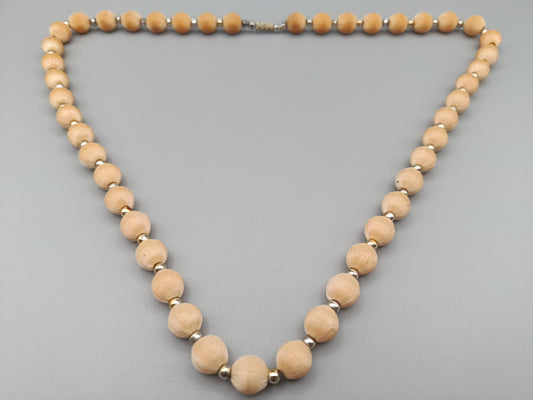 Elegante Damen Kette mit Holzperlen Vintage Look