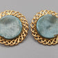Elegante Vintage Ohrclips mit blau-grünem Stein