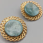 Elegante Vintage Ohrclips mit blau-grünem Stein