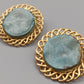 Elegante Vintage Ohrclips mit blau-grünem Stein
