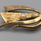 Elegante Vintage Damen Broschein Gold Optik mit Perle