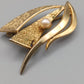 Elegante Vintage Damen Broschein Gold Optik mit Perle