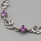Elegantes 925 Silber Damen Armband mit lila Steinen
